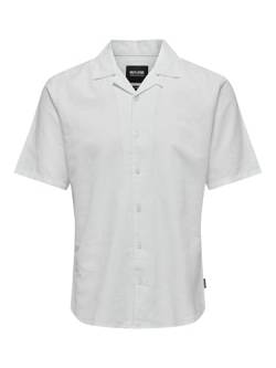 ONLY & SONS Herren ONSCAIDEN SS SOLID Resort Linen NOOS Kurzarmhemd, White, L von ONLY & SONS