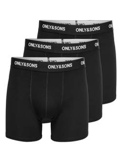 ONLY & SONS Herren ONSFITZ SOLID Trunk 3PACK3854 NOOS Boxershorts, Black/Pack:3X Black, M von ONLY & SONS