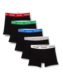 ONLY & SONS Herren ONSFITZ SOLID Trunk 5-Pack Boxershorts, Black/Detail:Color WB, Large von ONLY & SONS