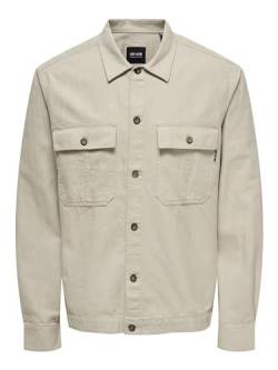ONLY & SONS Herren ONSKENNET LS Linen Overshirt NOOS Langarmhemd, Silver Lining, M von ONLY & SONS