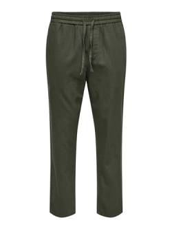 ONLY & SONS Herren ONSLINUS Crop 0007 COT LIN PNT NOOS Stoffhose, Olive Night, S von ONLY & SONS