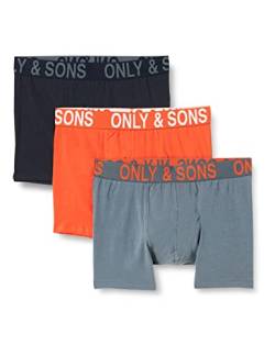 ONLY & SONS Herren Onsfitz Color Wb Bold Trunk 3p 5200 Boxershorts, Dark Navy/Pack:+koi+stormy Weather, XS EU von ONLY & SONS