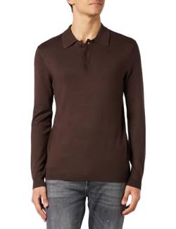 Herren O&S Polo Langarm Shirt Basic Pullover aus Baumwolle Longsleeve Knitted Sweater ONSWYLER, Farben:Braun, Größe Pullover:S von ONLY & SONS