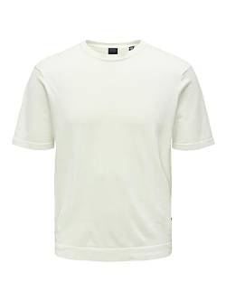 ONLY & SONS Herren Onswyler Life Reg 14 Ss Knit, Star White, S von ONLY & SONS