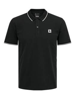 ONLY & SONS Herren Poloshirt ONSFLETCHER - Regular Fit XS S M L XL XXL, Größe:M, Farbe:Black Bright White Contrast Stripe 22024827 von ONLY & SONS