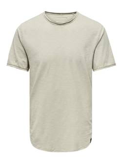 ONLY & SONS Herren Rundhals T-Shirt ONSBENNE LONGY - Regular Fit XS S M L XL XXL, Größe:XS, Farbe:Silver Lining 22017822 von ONLY & SONS