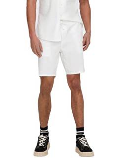 ONLY & SONS Herren Sweat Short ONSLINUS - Regular Fit - Blau Beige Weiss, Größe:S, Farbe:Bright White 22024967 von ONLY & SONS