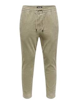 ONLY & SONS Herren Sweatpant ONSLINUS Cropped Cord - Tapered Fit - XS-XXL, Größe:XL, Farbe:Chinchilla 22019912 von ONLY & SONS