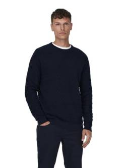 ONLY & SONS Lässiger Pullover Gerippter Karo Feinstrick Longsleeve Design Muster Sweater von ONLY & SONS