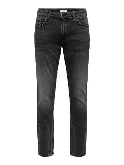 Herren O&S Regular Fit Jeans Straight Denim Stretch Pants ONSWEFT Stoned Washed Hose Trousers, Farben:Grau, Größe Jeans:29W / 30L von ONLY & SONS