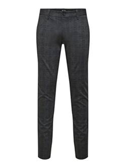 ONLY & SONS O&S Stoffhose Chino Elegante Business Pants Karierte Stretch Trousers Slim Fit Tapered Leg ONSMARK, Farben:Schwarz-2,Größe-Hosen:W34 L30,Z - Länge L30/32/34/36/38:L30 von ONLY & SONS