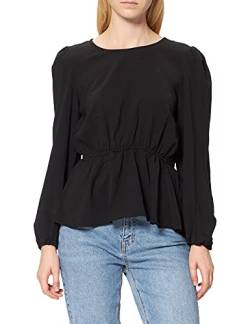 Damen ONLY Lange Freizeit Hemd Bluse ONLMETTE Ballonärmel Tunika Longshirt Loose Oberteil Locker Leicht, Farben:Schwarz, Größe:S von ONLY