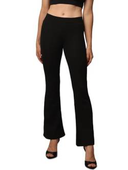 Damen Stretch Schlag Hose Slim Fit Freizeit Schlupf Stoffhose ONLFEVER Elastic Flared Long Pants 70s Retro, Farben:Schwarz, Größe:M / 30L von ONLY