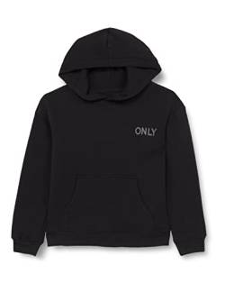 KIDS ONLY Mädchen Kogevery Life Small Logo Hoodie Pnt Noos Kapuzenpullover, Black/Print:tone in Tone, 140 EU von ONLY