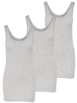 ONLY 3er Pack Damen Basic Tops Tank Top grau lang 15201465 (S, Grau (Light Grey Melange)) von ONLY