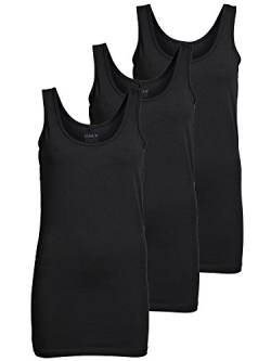 ONLY 3er Pack Damen Basic Tops Tank Top schwarz lang 15201465 (XS, Schwarz (Black)) von ONLY