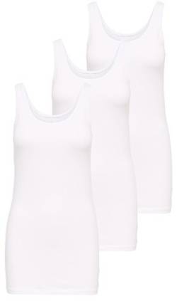 ONLY 3er Pack Damen Basic Tops Tank Top weiß lang 15201465 (XS, Weiß (White)) von ONLY