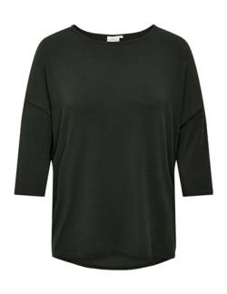 ONLY CARMAKOMA Damen 3/4 Arm T-Shirt Große Größen Curvy Plus Size Longsleeve Übergröße Oberteil, Farben:Grün-3, Größe:50-52 von ONLY