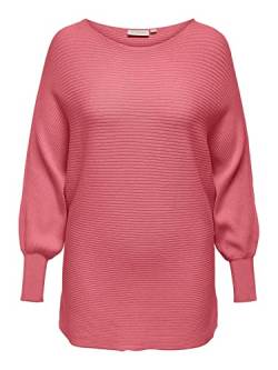 ONLY CARMAKOMA Damen Gerippter Strickpullover | Übergrößen Langarm Oberteil | Basic Plus Size CARADALINE, Farben:Rosa, Größe:50-52 von ONLY