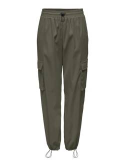 ONLY Cargo Hose Lässige Stoffhose Poptrash Paperback Pants Trousers mit Gummizug Abschluss ONLCASHI, Farben:Olive,Größe Damen:M/L32,Z - Länge L30/32/34/36/38:L32 von ONLY