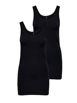 ONLY Damen 2er-Pack Tank-Top Oberteil Verschiedene Träger Shirt Unterhemd, Farbe:Black1, Größe:L von ONLY