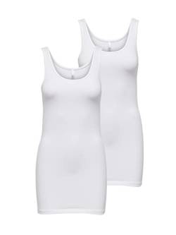ONLY Damen 2er-Pack Tank-Top Oberteil Verschiedene Träger Shirt Unterhemd, Farbe:Weiß Uni, Größe:S von ONLY