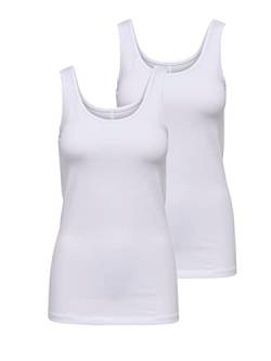 ONLY Damen 2er-Pack Tank-Top Oberteil Verschiedene Träger Shirt Unterhemd, Farbe:White, Größe:L von ONLY