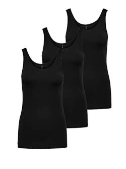 ONLY Damen 3er-Pack Basic Tank-Top Oberteil Verschiedene Träger Shirt Unterhemd, Farbe:Black, Größe:XS von ONLY
