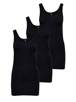 ONLY Damen 3er-Pack Basic Tank-Top Oberteil Verschiedene Träger Shirt Unterhemd, Farbe:Black1, Größe:M von ONLY