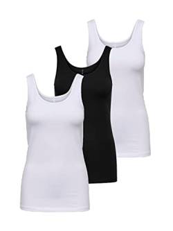 ONLY Damen 3er-Pack Basic Tank-Top Oberteil Verschiedene Träger Shirt Unterhemd, Farbe:Mehrfarbig, Größe:L von ONLY