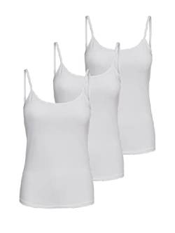 ONLY Damen 3er-Pack Basic Tank-Top Oberteil Verschiedene Träger Shirt Unterhemd, Farbe:Weiß, Größe:XL von ONLY