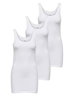 ONLY Damen 3er-Pack Basic Tank-Top Oberteil Verschiedene Träger Shirt Unterhemd, Farbe:Weiß Uni, Größe:L von ONLY