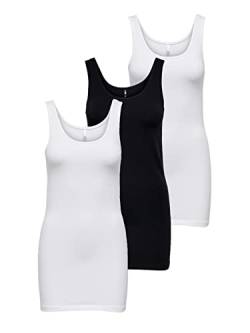 ONLY Damen 3er-Pack Basic Tank-Top Oberteil Verschiedene Träger Shirt Unterhemd, Farbe:White Plate, Größe:L von ONLY