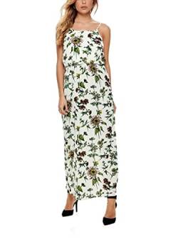 ONLY Damen Ärmelloses Maxi Blusenkleid | Lang Gepunktetes Print Tunika Dress | Spaghetti Träger ONLWINNER, Farben:Weiß-2, Größe:36 von ONLY