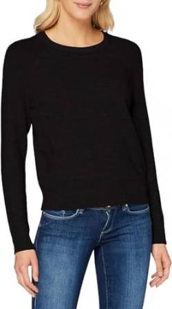ONLY Damen Basic Strickpullover | Einfarbiger Knitted Stretch Sweater | Langarm Rundhals Shirt ONLGEENA, Farben:Schwarz, Größe:L von ONLY