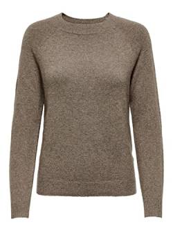 ONLY Damen Basic Strickpullover | Einfarbiger Knitted Stretch Sweater | Langarm Rundhals Shirt ONLRICA, Farben:Braun, Größe:34 von ONLY