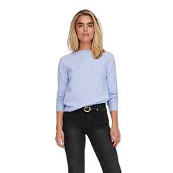 ONLY Damen Basic Strickpullover | Einfarbiger Knitted Stretch Sweater | Langarm Rundhals Shirt ONLRICA, Farben:Hellblau, Größe:36 von ONLY