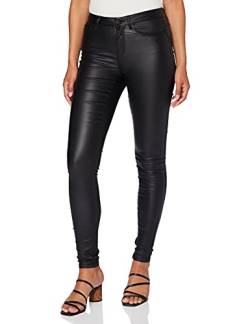 ONLY Damen Beschichtete Skinny Fit Jeans | PU Kunstleder Hose | Coated Mid Rise Stretchy Pants ONLANNE, Farben:Schwarz, Größe:XL / 34L, Z-Länge:L34 von ONLY