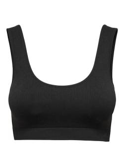 ONLY Damen Bustier BH mit herausnehmbaren Cups | Soft Bra ohne Bügel | RIPP Crop Top Basic ONLVICKYRIB, Farben:Schwarz, Größe:S-M von ONLY