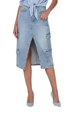 ONLY Damen Cargo Jeans Rock ONLPosey Midirock mit Schlitz und Seitentaschen 15309984 Light Blue Denim L von ONLY