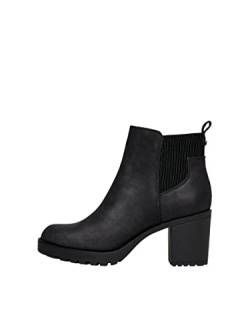 ONLY Damen Chelsea Boots mit Absatz | Ankle Stiefeletten Schuhe | Bootie Stiefel ohne Verschluss ONLBARBARA, Farben:Schwarz, Größe:36 EU von ONLY