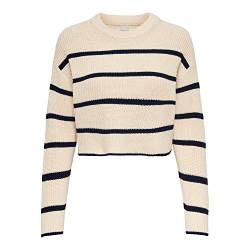 ONLY Damen Cropped Rippstrick Pullover | Kurzer Langarm Sweater | Verkürztes Basic Oberteil ONLMALAVI, Farben:Beige-2, Größe:XL von ONLY