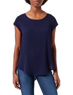 ONLY Damen Einfarbige Kurzarm Bluse | Basic Rundhals Ausschnitt | Blusen T-Shirt Blouse Oberteil ONLVIC, Farben:Dunkelblau-2, Größe:34 von ONLY