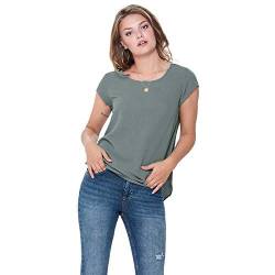 ONLY Damen Einfarbige Kurzarm Bluse | Basic Rundhals Ausschnitt | Blusen T-Shirt Blouse Oberteil ONLVIC, Farben:Grün, Größe:44 von ONLY