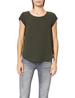 ONLY Damen Einfarbige Kurzarm Bluse | Basic Rundhals Ausschnitt | Blusen T-Shirt Blouse Oberteil ONLVIC, Farben:Grün-3, Größe:38 von ONLY