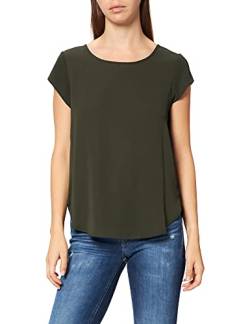 ONLY Damen Einfarbige Kurzarm Bluse | Basic Rundhals Ausschnitt | Blusen T-Shirt Blouse Oberteil ONLVIC, Farben:Grün-3, Größe:40 von ONLY