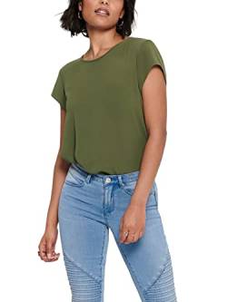 ONLY Damen Einfarbige Kurzarm Bluse | Basic Rundhals Ausschnitt | Blusen T-Shirt Blouse Oberteil ONLVIC, Farben:Olive, Größe:36 von ONLY