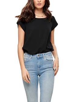 ONLY Damen Einfarbige Kurzarm Bluse | Basic Rundhals Ausschnitt | Blusen T-Shirt Blouse Oberteil ONLVIC, Farben:Schwarz, Größe:44 von ONLY