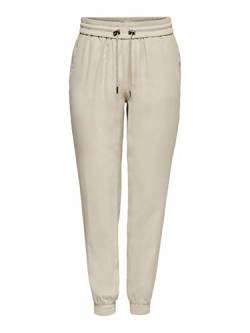 ONLY Damen Elegante Business Stoffhose | Loose Fit Poptrash Paperback Pants | Elastischer Tunnelzug ONLKELDA, Farben:Beige, Größe:34W / 30L von ONLY