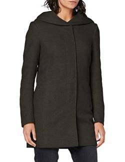 ONLY Damen Eleganter Mantel Coat Cozy Fleecejacke ONLSEDONA Basic Cardigan mit großer Kapuze und Reißverschluss, Farben:Dunkelgrün, Größe:S von ONLY
